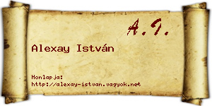 Alexay István névjegykártya